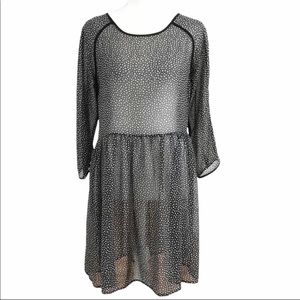 Frank and Oak ditsy floral b&w babydoll dress